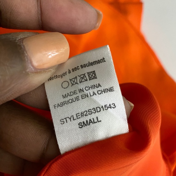 Greylin Silk Dress MAGGIE Faux Wrap Orange, Size S - Picture 12 of 12